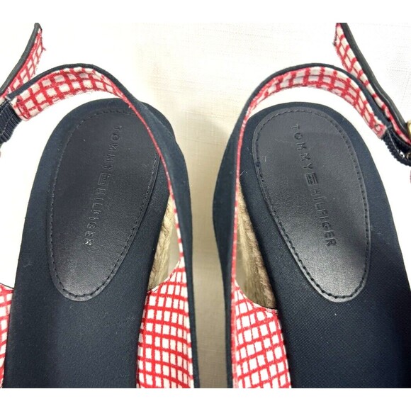 Tommy Hilfiger Espadrille Blue Women's Size 9 Sling Back Hi Wedge Sandal Heels - Picture 7 of 13